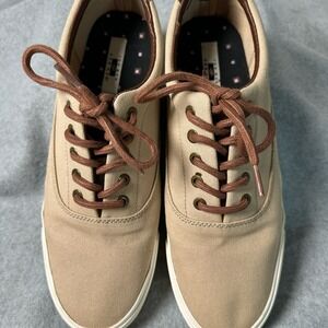 Joseph Abboud Mens Parker Tan Canvas Low Top Lace Up Sneakers 9.5
